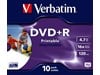 Verbatim DVD+R 4.7GB 16x Wide Photo Printable ID Brand