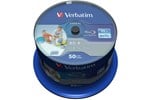 Verbatim 25GB BD-R SL Datalife Discs, 6x, Wide Inkjet Printable, 50 Pack Spindle