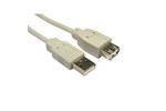 Cables Direct 1.8m USB 2.0 Extension Cable in Beige